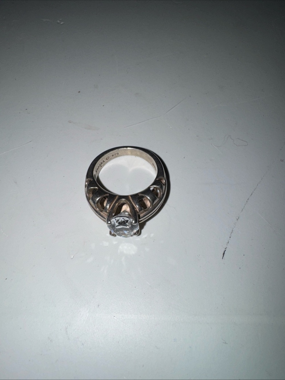 Cabana 925 Sterling Silver Solitaire Ring with Clear Stone - Silver